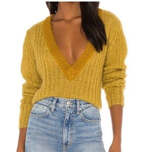 DANNIJO wool mohair plunge neck long sleeve pull over sweater large